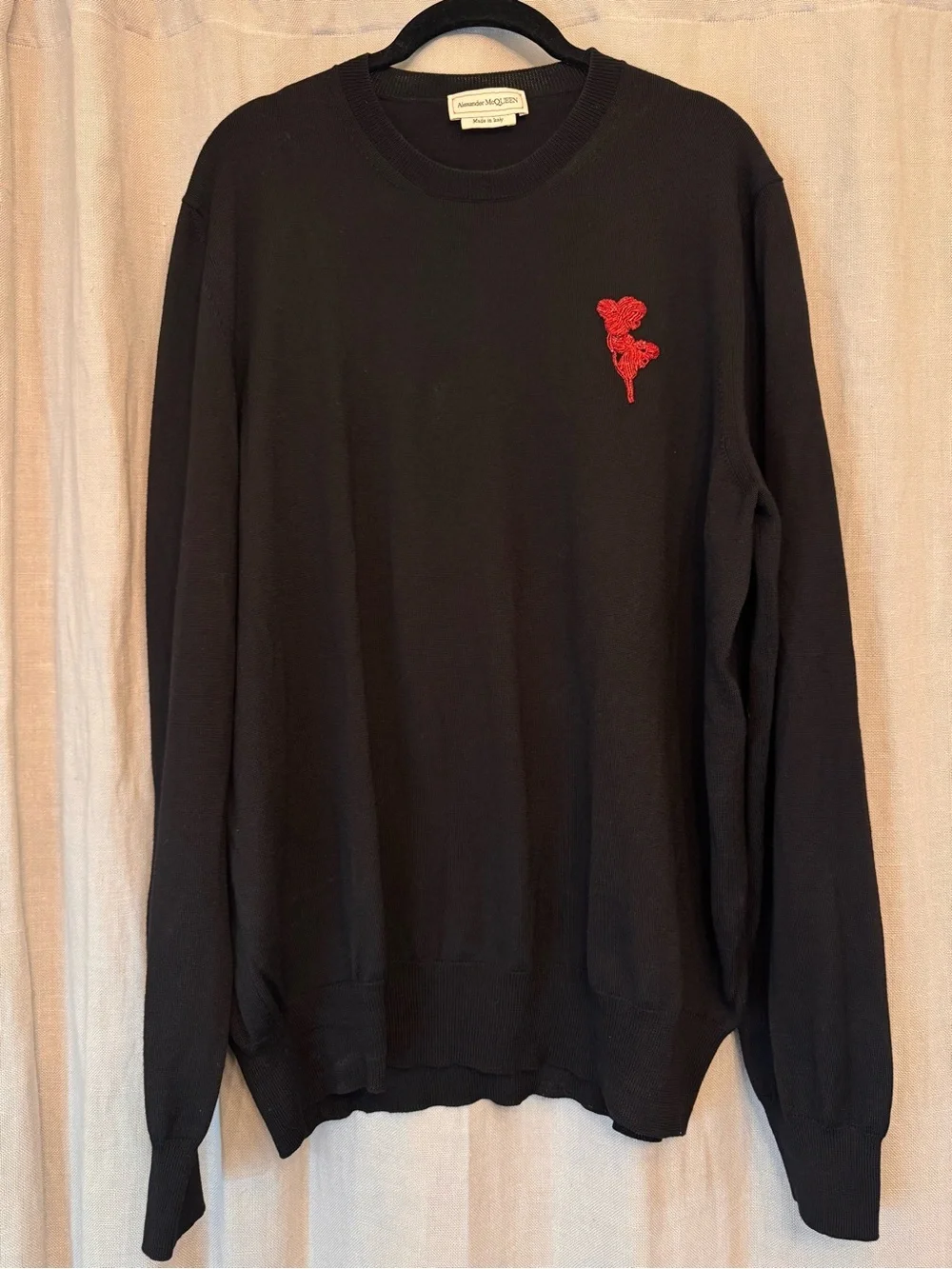 Alexander McQueen Black Beaded Rose Knit Sweater XXL (Fits Medium) EXCELLENT